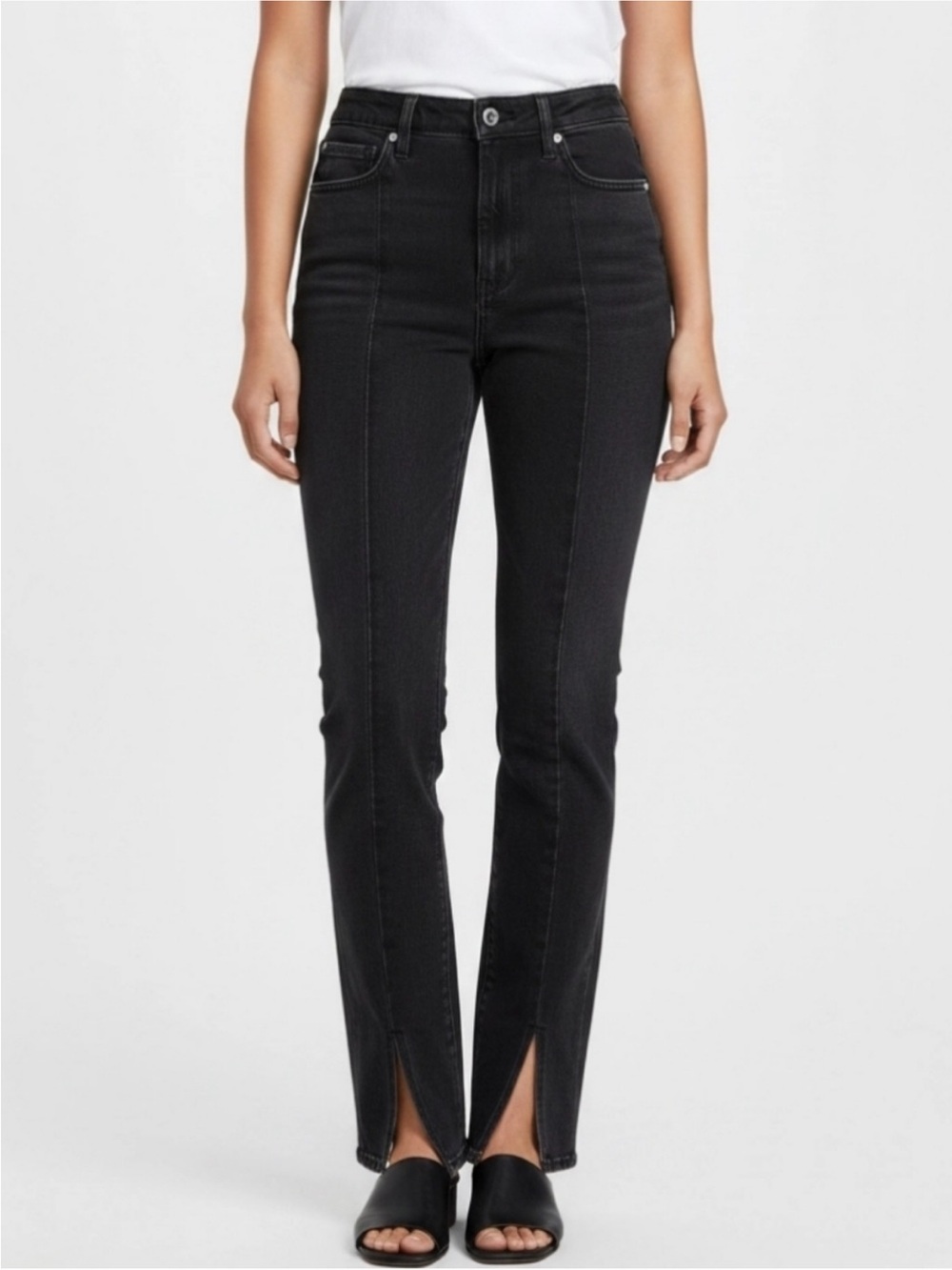 Abercrombie & Fitch Black Split-Hem Cropped Jeans Black